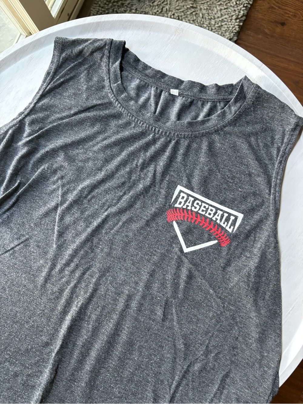 Women’s Gray Sleeveless 'Baseball' Graphic Tank Top